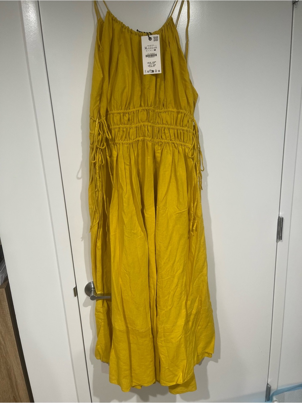 Women’s Mustard Yellow Smocked Maxi Sundress- Never Worn